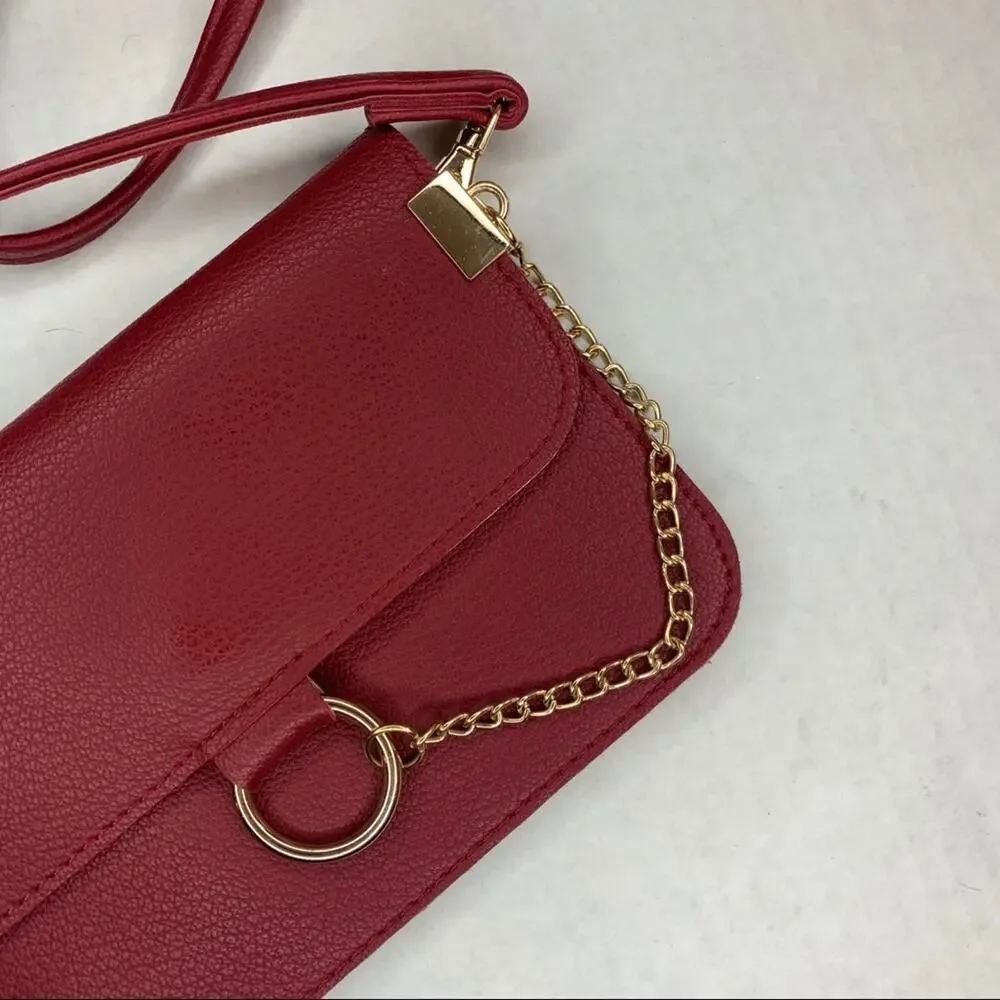 Isabelle Wine Vegan Leather Crossbody Wallet